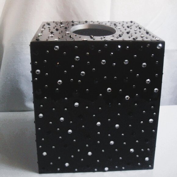 MIKE+ALLY NYC Crystal Ebony Black Boutique Tissue Box Cover - Picture 6 of 12